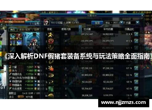 《深入解析DNF假猪套装备系统与玩法策略全面指南》